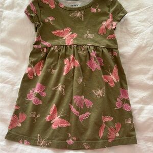 Carter's Olive and Pink Butterfly Dress